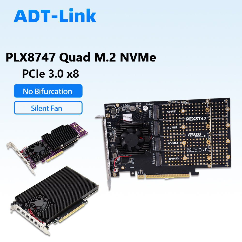 PLX8747 Quad M.2 NVMe PCIe 3.0 - огляд і ціна Quad M.2 Nvme Pcie Bifurcation Card