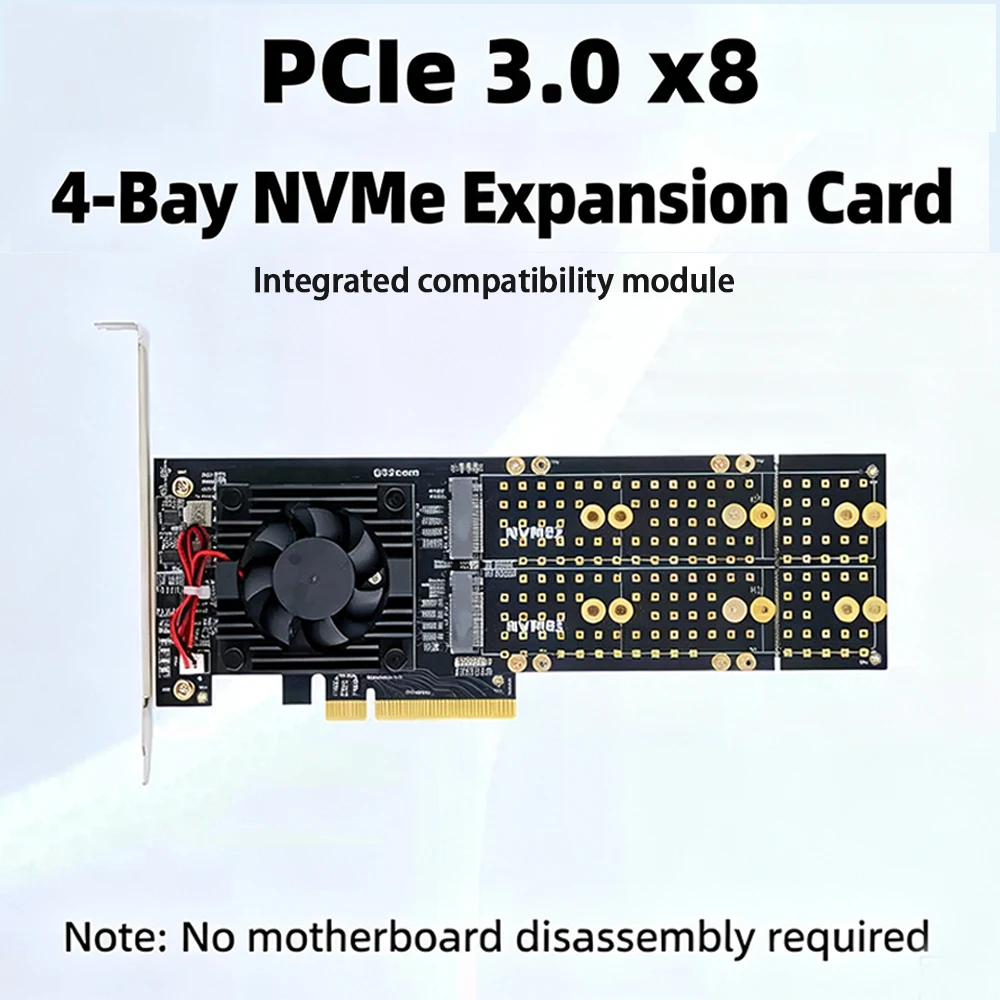 PLX8747 Quad M.2 NVMe PCIe 3.0 - огляд і ціна Quad M.2 Nvme Pcie Bifurcation Card
