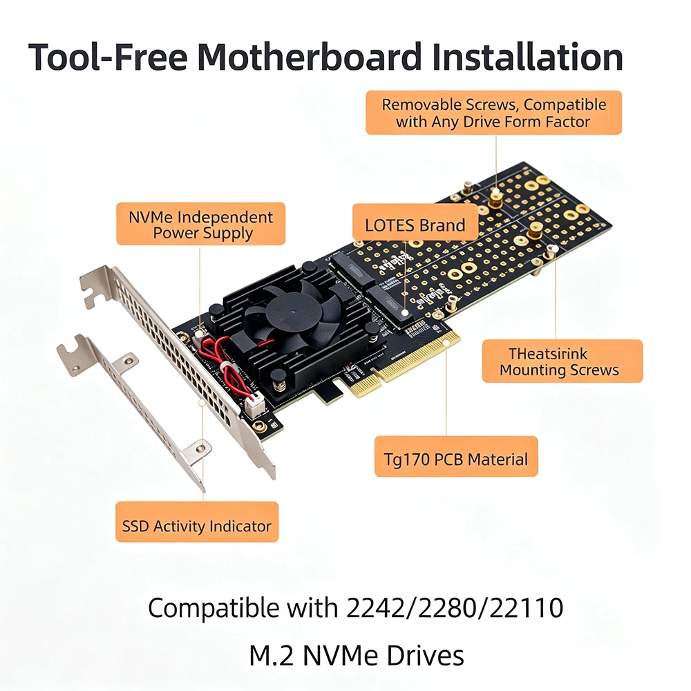 PLX8747 Quad M.2 NVMe PCIe 3.0 - огляд і ціна Quad M.2 Nvme Pcie Bifurcation Card